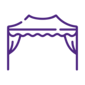 El icono representa un toldo, que es una estructura flexible utilizada para proporcionar sombra y protección contra el sol o la lluvia. El toldo está representado como una superficie curva que se extiende hacia fuera y está sostenida por una serie de soportes. Puede tener un diseño retráctil o fijo. Los toldos se utilizan comúnmente en exteriores, como en terrazas, patios, comercios o restaurantes, para crear áreas sombreadas y agradables. Este icono del toldo puede representar la idea de protección solar, confort al aire libre y espacios al aire libre cubiertos. También puede simbolizar la industria de la decoración y mobiliario de exteriores.